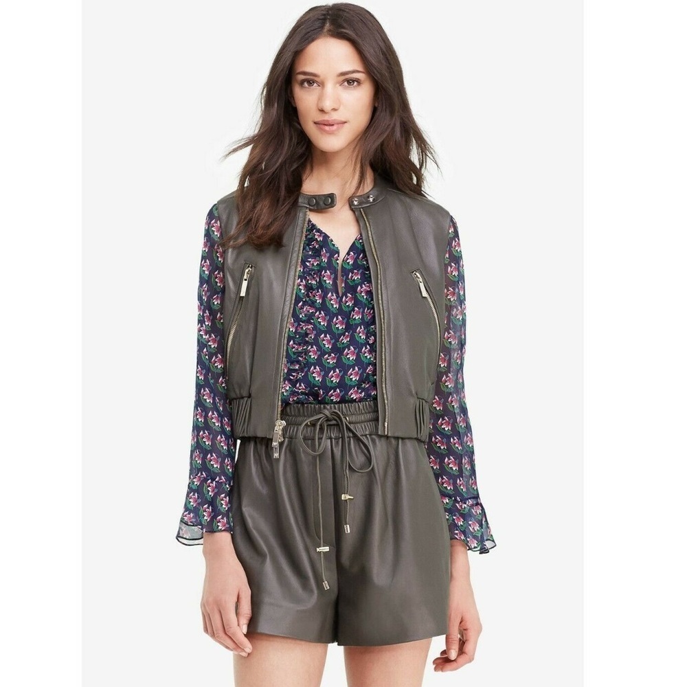Diane‎ von Furstenberg DVF Buckley Leather Bomber Jacket Vest